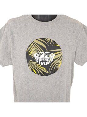 Tanoa Polynesian T Shirt Mens Size Large Gray Tribal Tropical Tiki